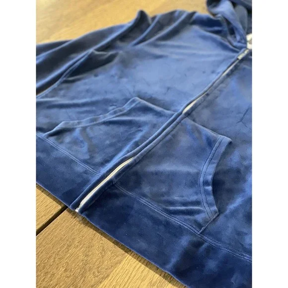 Juicy Couture Youth Blue Jacket Girl’s Size XXL Full Zip Hood Heavy Velour